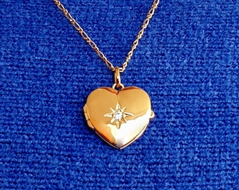 Dainty Heart locket necklace, 18 karat gold plated necklace, heart locket necklace, Gold plated 750 necklace, gold filled locket neckalce