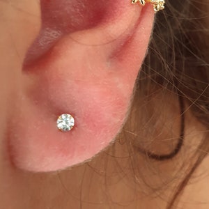 Dainty cz earrings, Tiny cz studs, cz earrings, tiny earrings, minimalist, bridesmaid gift, gold studs, silver studs, zirconia earrings image 4