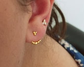 Dainty Ball Earring Jacket,Ear jacket, Stud Earring Set, Ear Cuff, Double Side Earring, Small Ear Climber,Front back Earring,bridesmaid gift