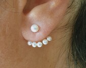 Dainty Pearl Earring Jacket, Front Back earrings, Pearl Stud Earring Set, Ear Jacket, Double Side Earring, Small Ear Climber, Pearl Earring