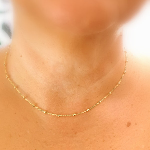 Dainty Satellite necklace, layering necklace, Satellite Choker,Choker Ball Chain, Choker with Balls,Silver Necklaces, Gold Chokers
