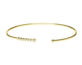 Set of Three Gold Colored Brass Cuff Bracelets with Two sterling silver tube Set White CZ/'s 0031