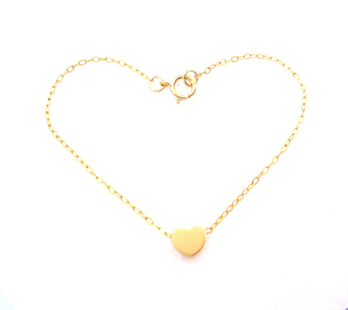 Dainty Heart Bracelet 14K Gold Filled Bracelet with Tiny Etsy