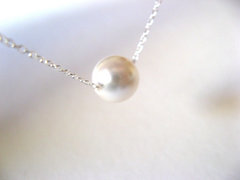 Sterling Silver Dainty Necklace with Swarovski Crystal Pearl Etsy