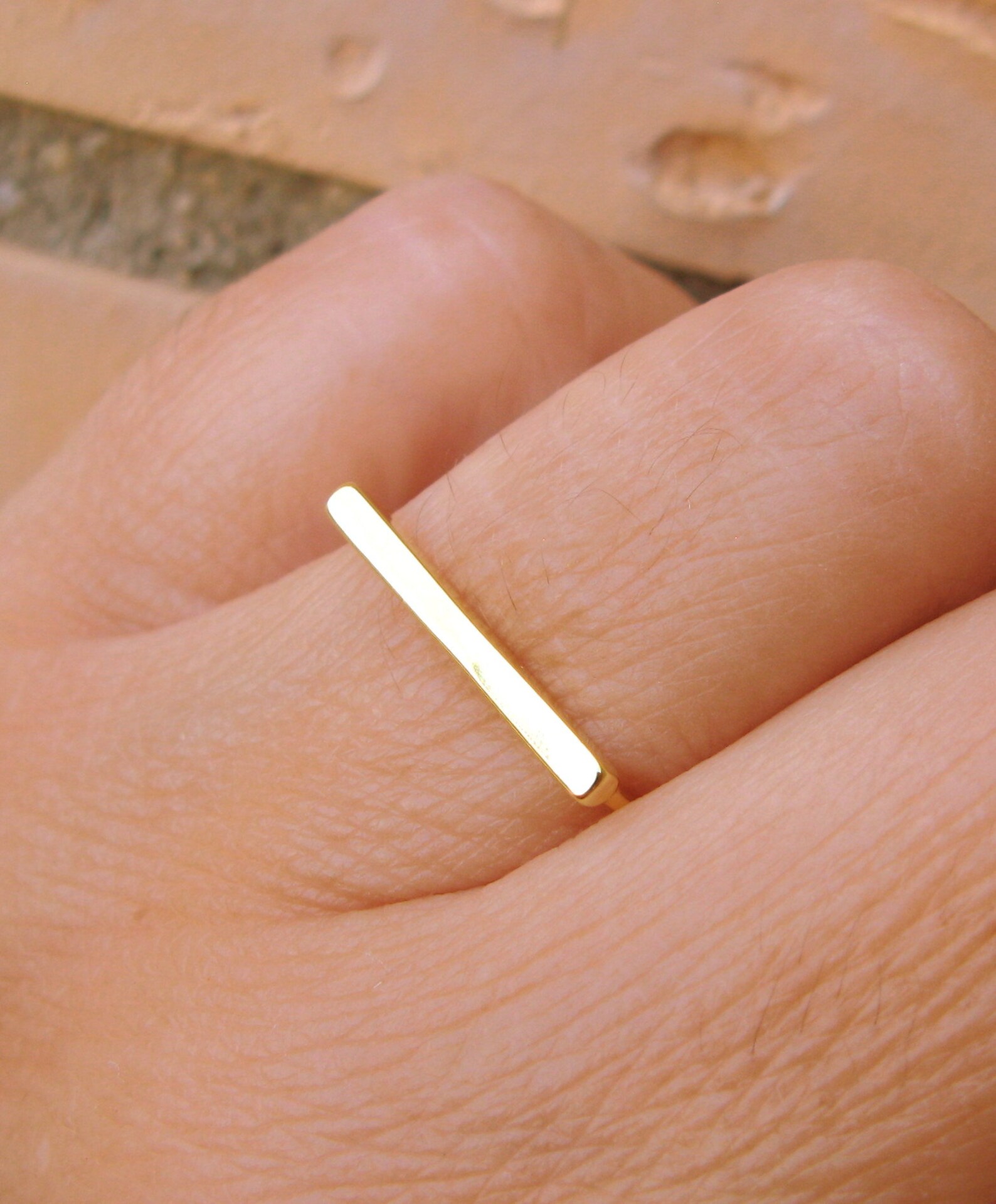 Dainty Bar Ring Gold Ring Minimalist Ring Stacking Ring Etsy