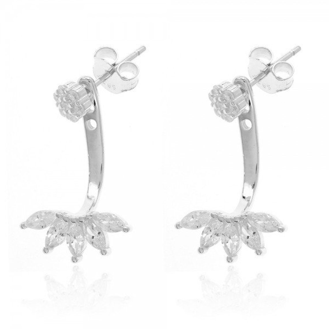 Dainty CZ Earring Jacket Front Back Earrings Stud Earring Etsy