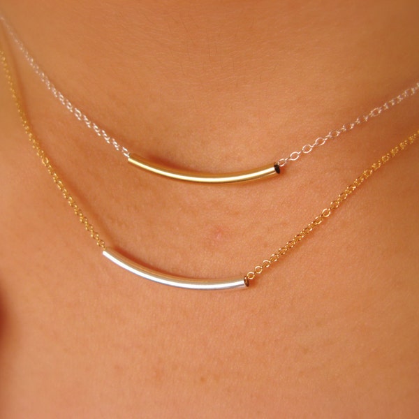 Dainty Tube Necklaces - Little Layering Necklace - Multi strand necklace - minimalist - bar necklace