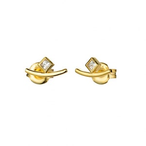 Dainty cz earrings, cz studs, cz earrings, tiny earrings, minimalist, bridesmaid gift, gold studs, zirconia earrings image 1