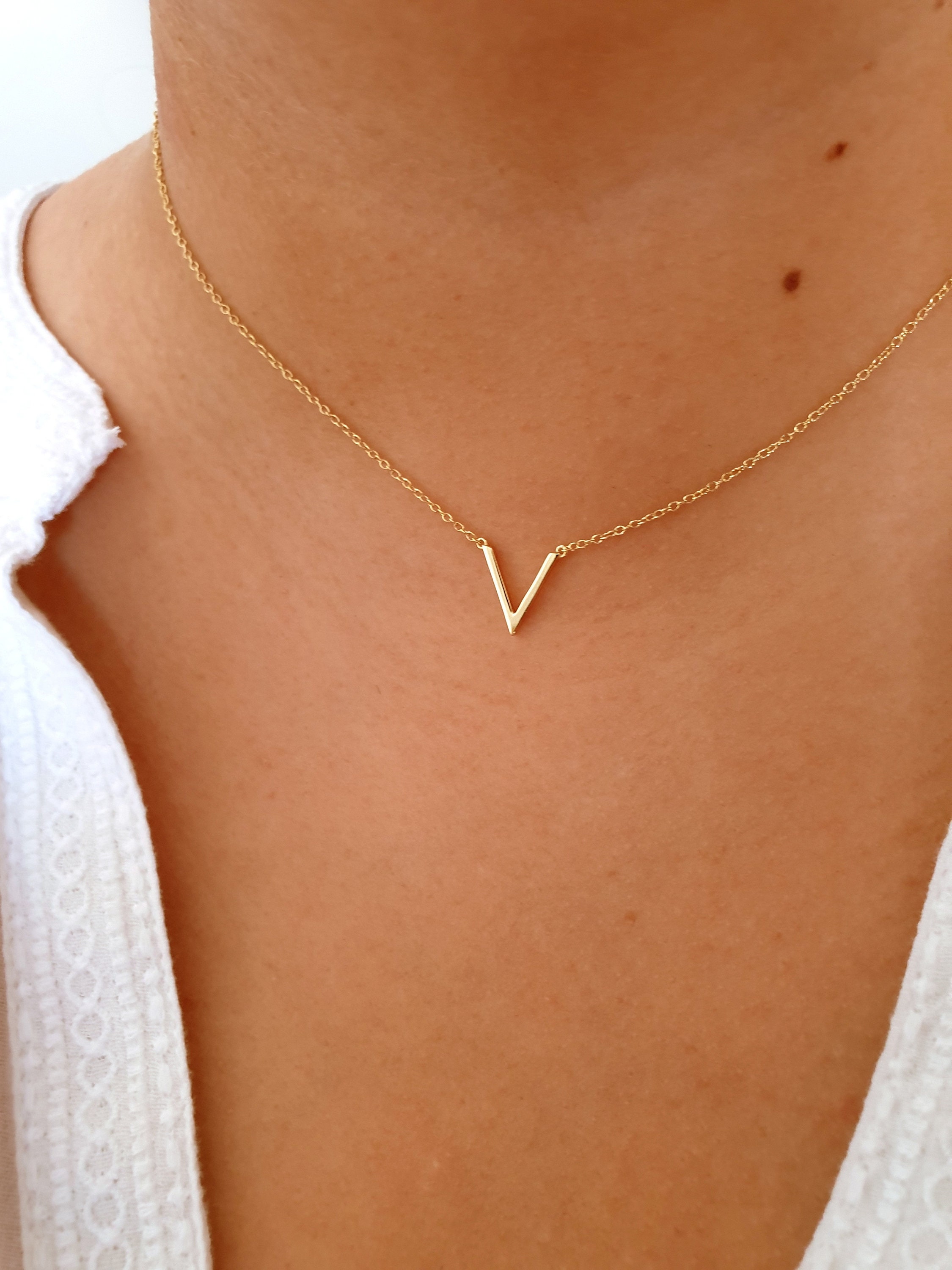 Dainty V Necklace Gold Necklace Silver Necklace Minimalist 