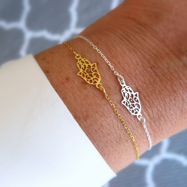 Hamsa Sterling Silver Bracelet plated in 18K Rose Gold main image 1