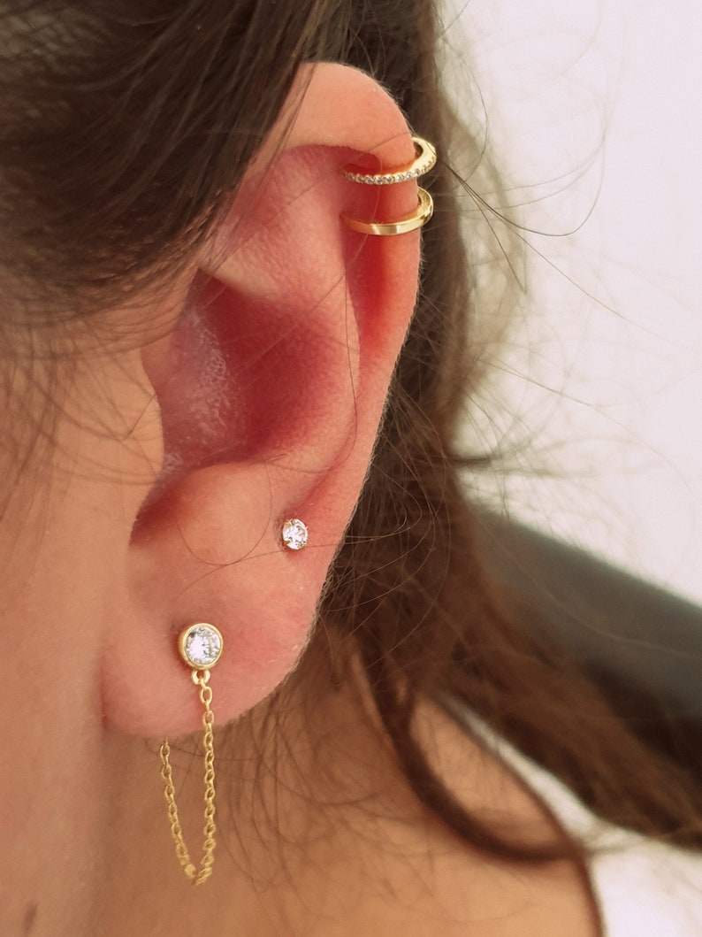 Dainty cz earrings, Tiny cz studs, cz earrings, tiny earrings, minimalist, bridesmaid gift, gold studs, silver studs, zirconia earrings image 3