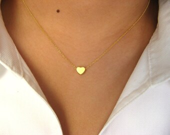 Dainty Heart Necklace, Gold Heart, Heart necklace, 14K gold filled necklace with Little Heart 14K matt gold plated, love necklace