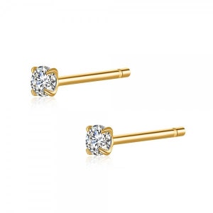 Dainty cz earrings, Tiny cz studs, cz earrings, tiny earrings, minimalist, bridesmaid gift, gold studs, silver studs, zirconia earrings image 2