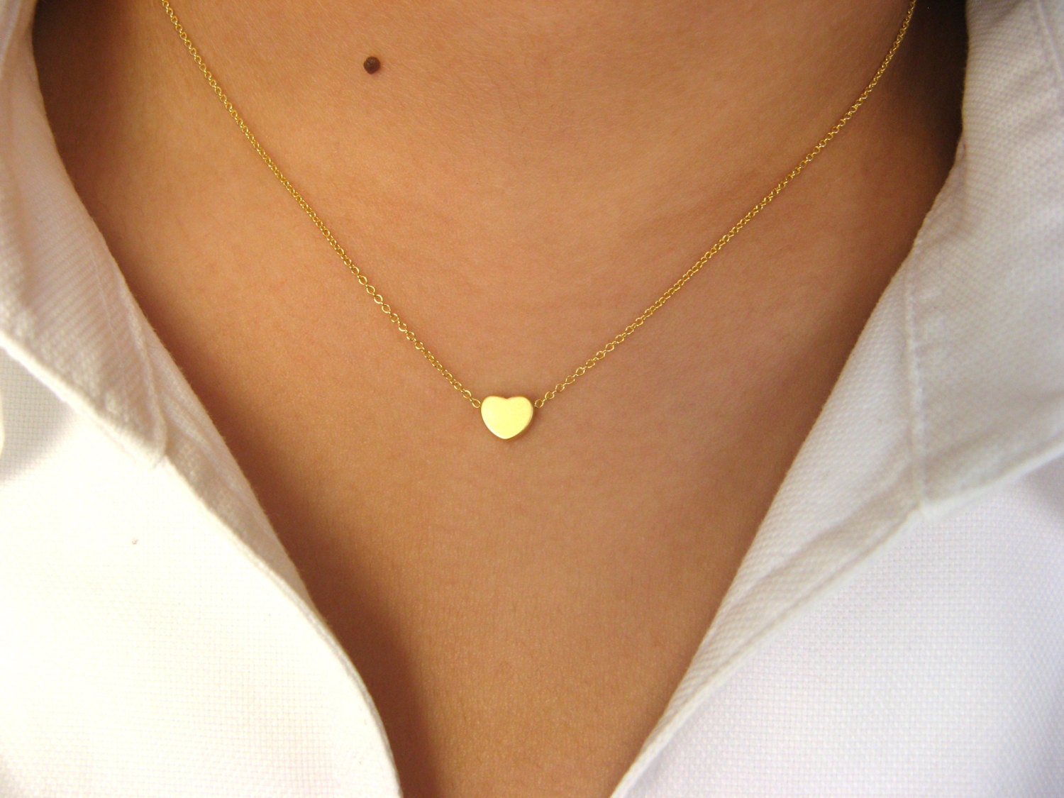 Dainty Heart Necklace 14K gold filled necklace with Little Etsy
