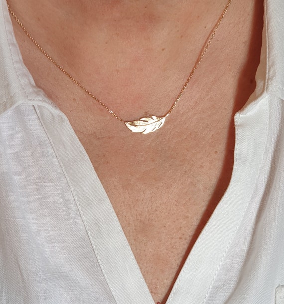 Dainty Feather Necklace 18 Karat Gold Plated Feather Necklace