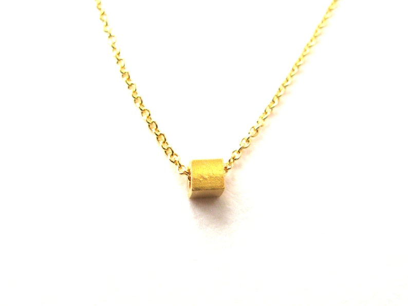Dainty Cube Necklace Little Necklace 14K Gold Filled with Little Gold Vermeil Cube geometric necklace gold necklace minimalist image 2