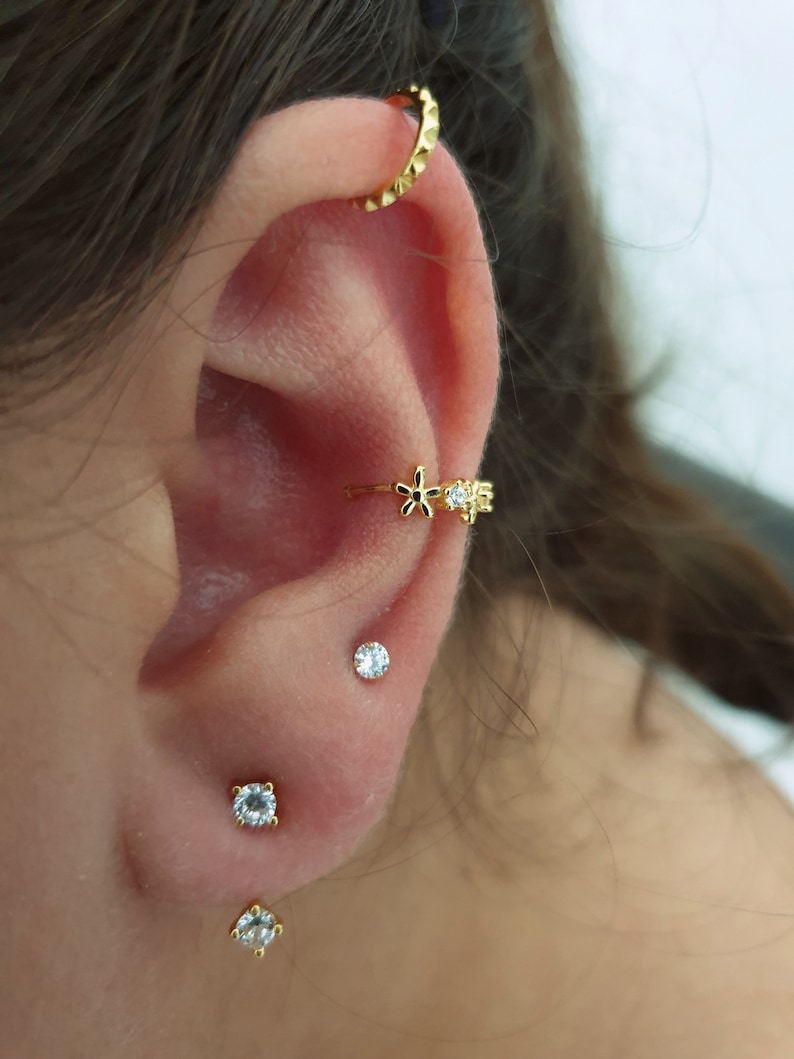 Dainty cz earrings, Tiny cz studs, cz earrings, tiny earrings, minimalist, bridesmaid gift, gold studs, silver studs, zirconia earrings image 5