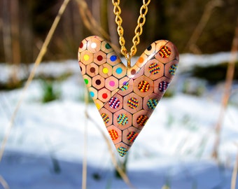 Colored pencils necklace - heart