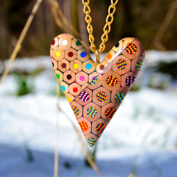 Colored pencils necklace - heart