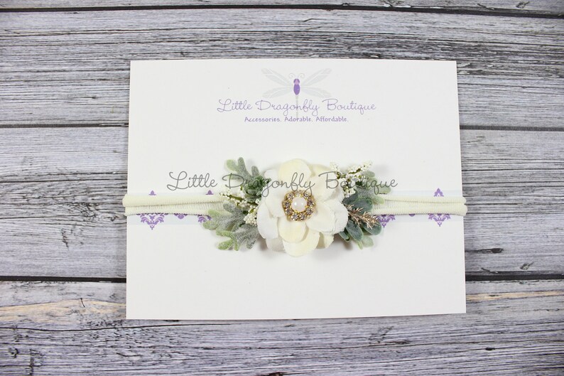 boho headband wild child baby headband floral headband Ivory and gold headband {natural headband flower girl} cream headband