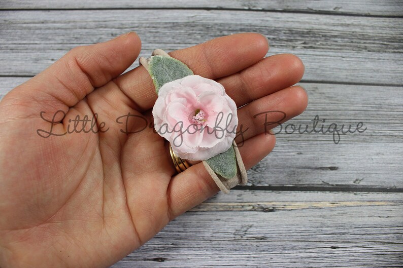 wild child} soft blue Light pink leaf flower headband {natural headband baby headband sky blue headband boho headband floral headband