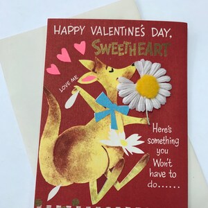 Vintage Valentinstag-Karte - Känguru Valentinstag-Karte - unbenutzt Valentinstag mit Original-Umschlag - unbenutzt Grußkarte