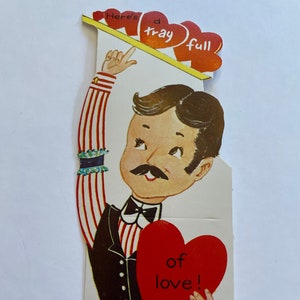 Vintage Valentijnsdag Kaart - Ongebruikte Valentijn - Vintage Ober Valentijn - Kleine Klaslokaal Valentijn - Ongebruikte Wenskaart w Envelop