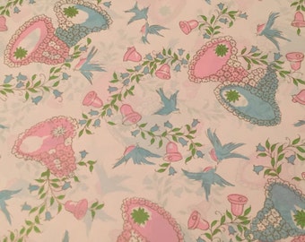 Papier do pakowania Vintage prezent-różowy i niebieski dzwony ślubne i ptaki-wesele dzwony ślubu prysznicem Wrap-1 nieużywane pełne opakowanie arkusz prezent