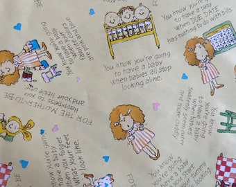 Vintage Gift Wrapping Paper di American Greetings - XL Sheet Baby Shower Gift Wrap - For Mom to Be - 1 confezione regalo completa inutilizzata