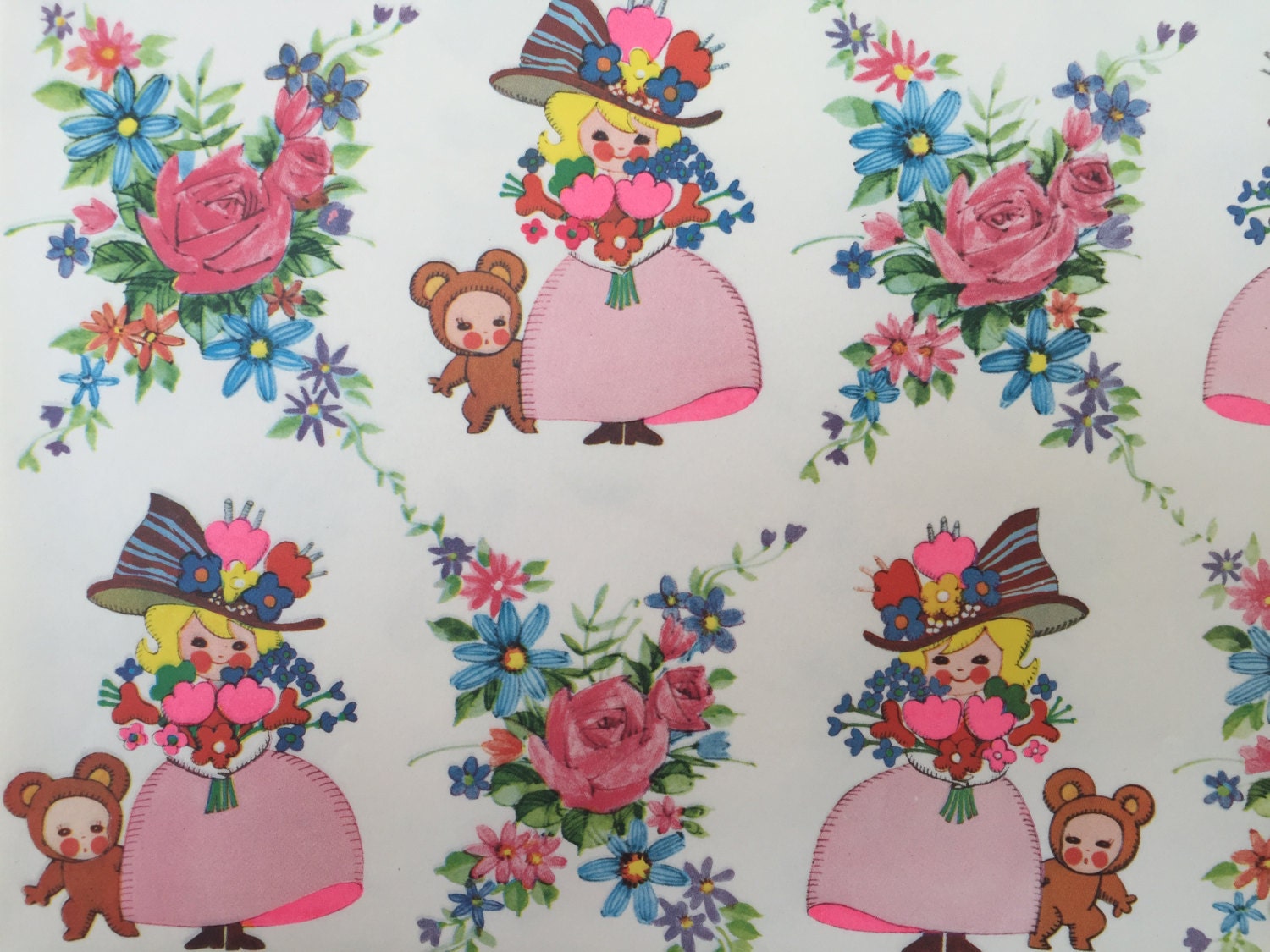 Vintage Gift Wrapping Paper by Dennison Baby Shower Little Cuties
