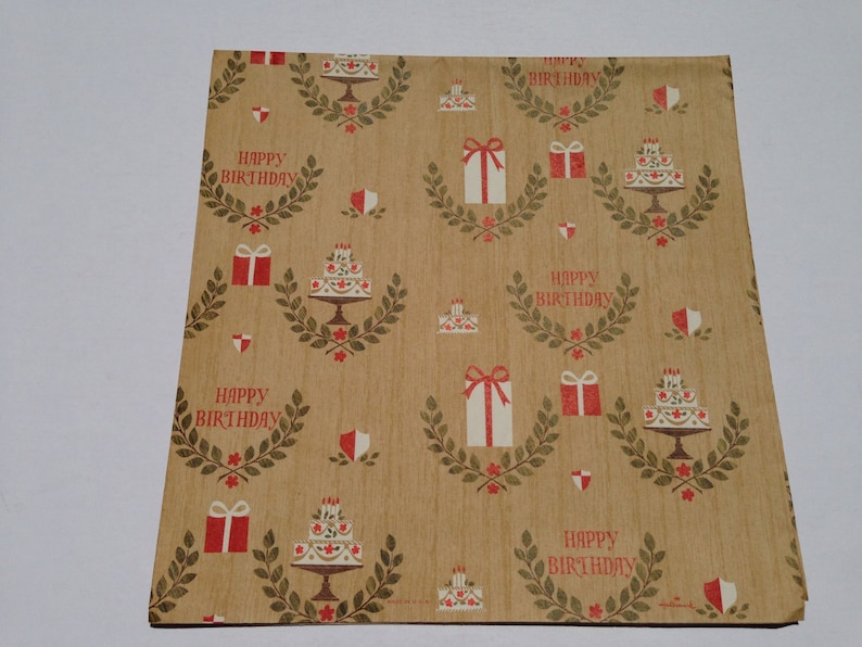 Vintage Gift Wrapping Paper by Hallmark Masculine Brown and Etsy