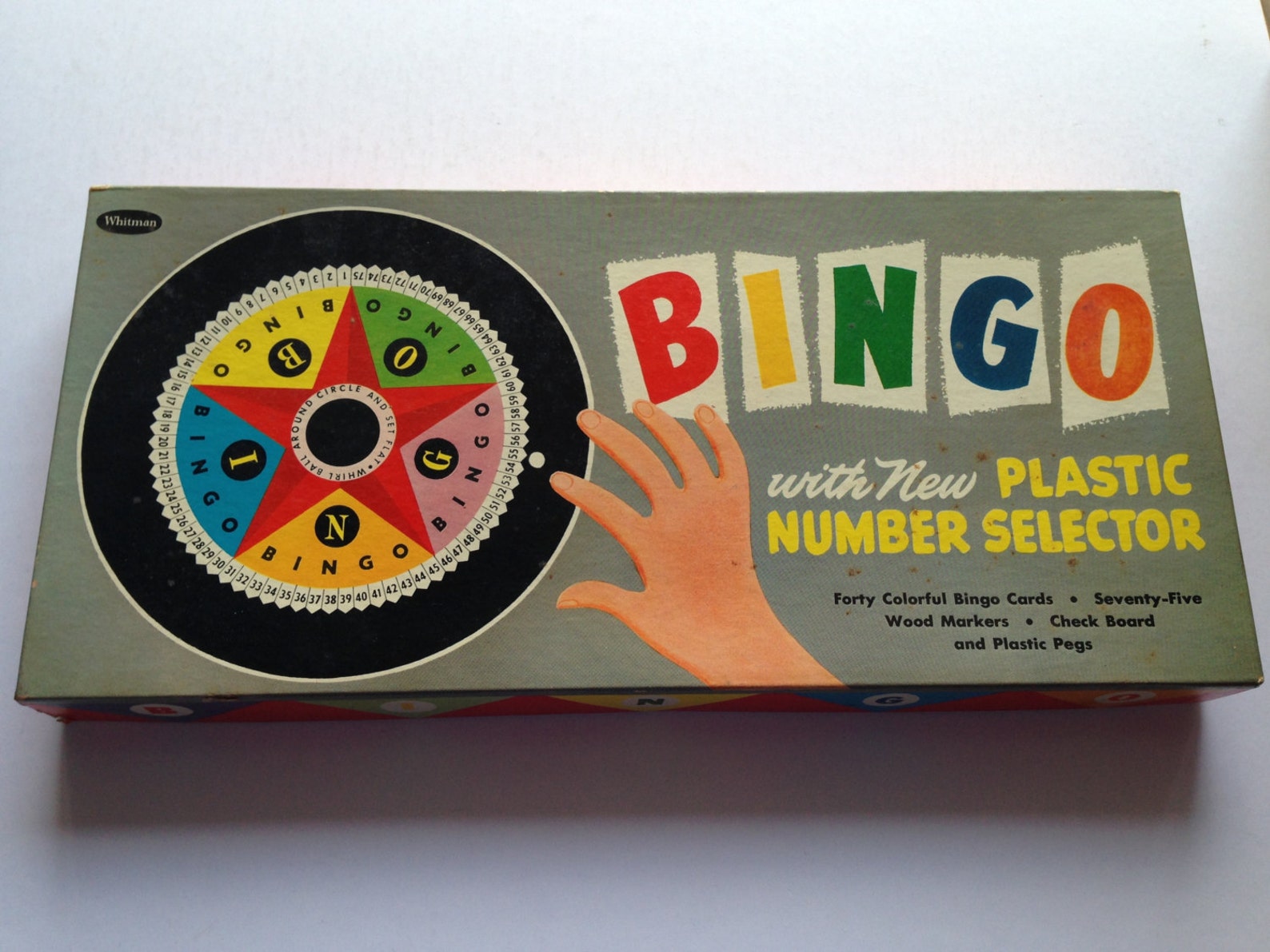 Vintage Bingo Game Set in Original Box Bingo Cards and Markers Plastic