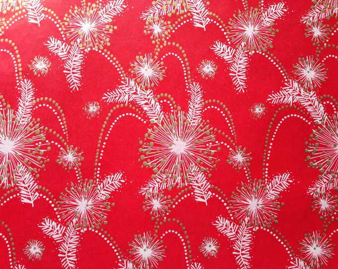 Vintage Christmas Wrapping Paper Red, White and Gold Christmas