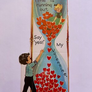 Vintage Valentijnsdag Kaart - Ongebruikte Valentijn - Zandloper Kinderen Valentijn Kleine Klaslokaal Valentijn - Ongebruikte wenskaart w Envelop
