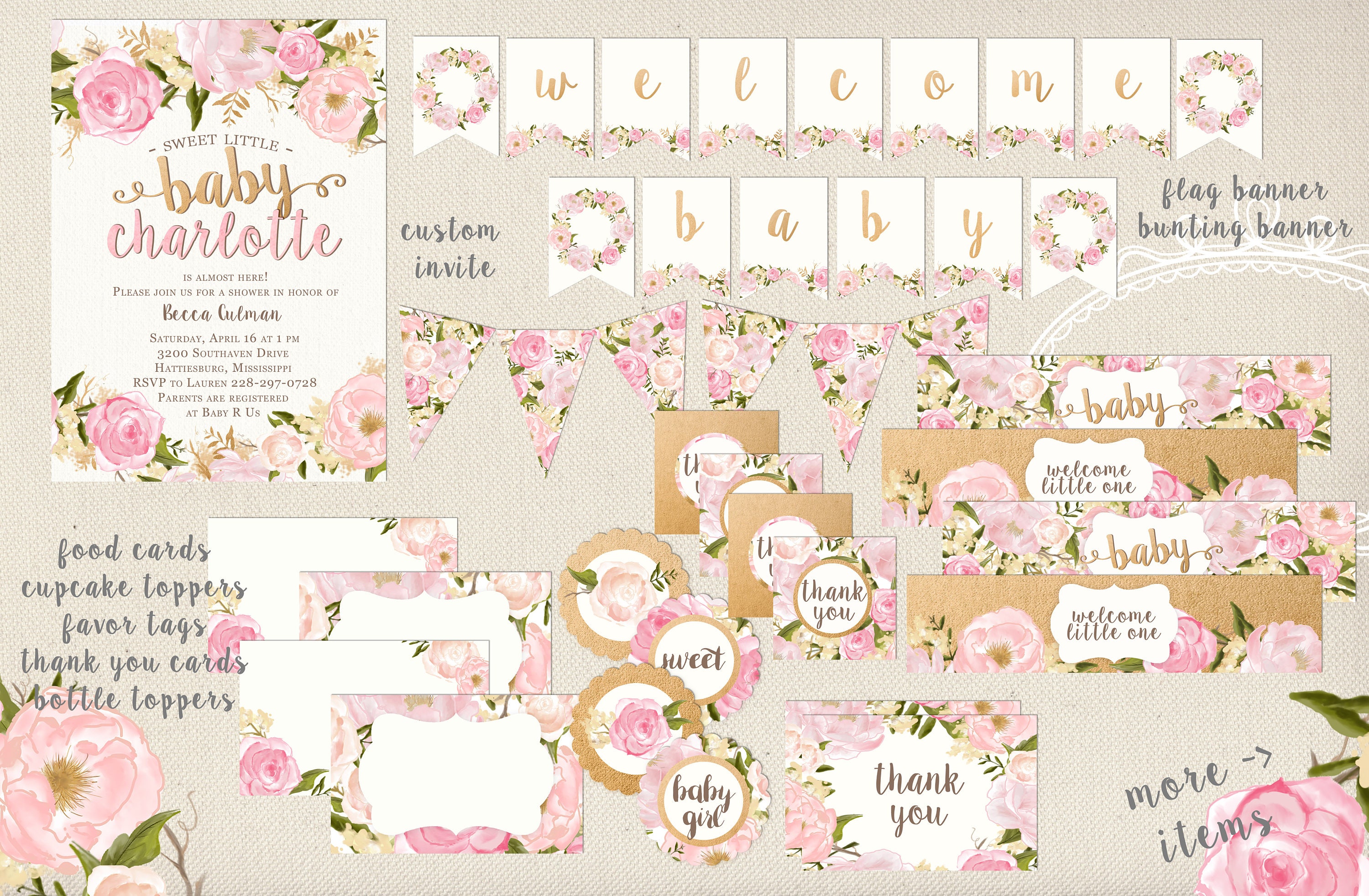 girl baby shower party supplies