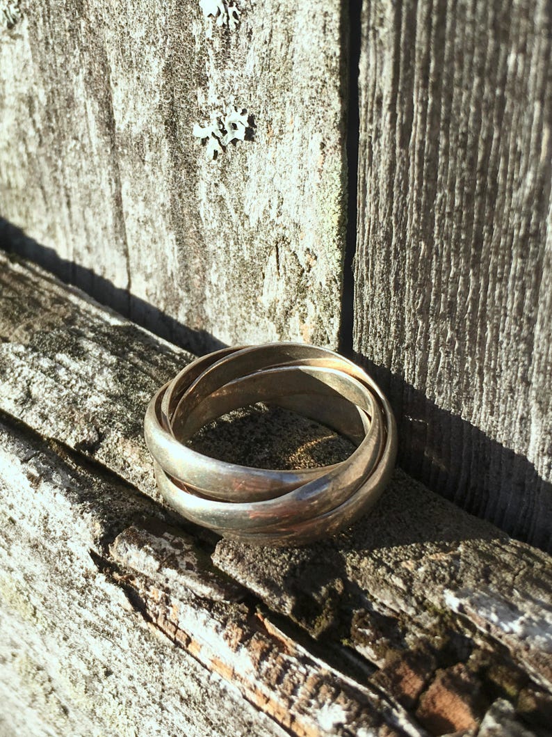 Vintage Sterling Silver Four Strand Interlocking Ring - Stacking Ring ...