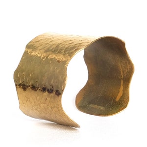 Vintage Dionne Bracelet - Brass Cuff - Gold Tone - Hammered Texture