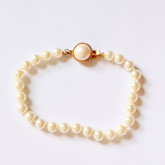 Vintage Carolee Faux Pearl Bracelet - Gold Tone - image 3