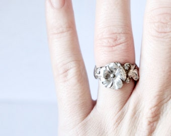 Vintage Reed and Barton Sterling Silver Holly Hock Spoon Ring