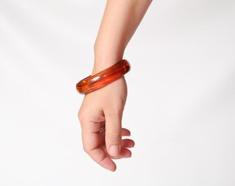 Vintage Tortoise Shell Plastic Bangle - Bracelet
