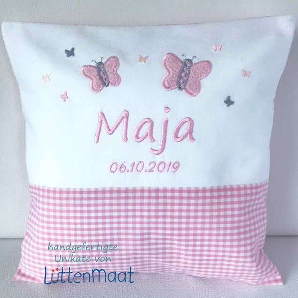 Personalized pillow with name and butterflies
