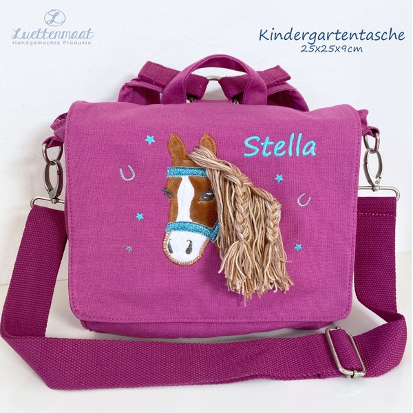 Kindergartentasche /Rucksack Pony Pferd mit Name personalisiert Sportbeuteloption