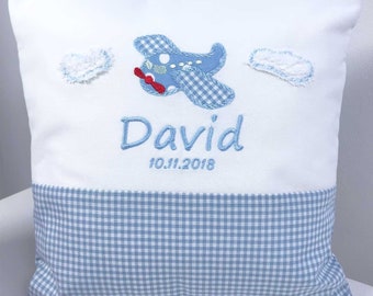 Cuddly pillow names and persoanlized pillow with plane / airplane