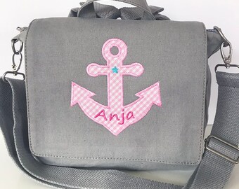 Kindergarten bag with anchor maritime backpack pink