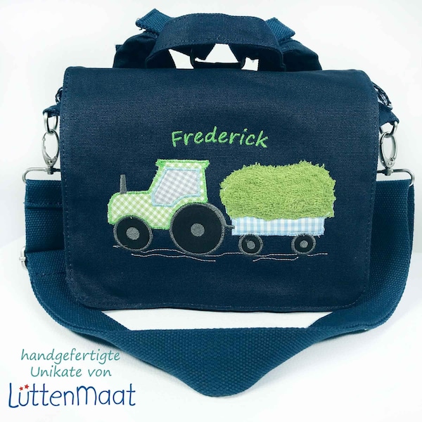 Kindergartentasche mit Trecker Traktor Kinderrucksack Canvastasche personalisiert