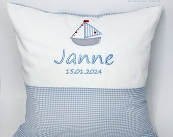 Pillow with name and sailing ship name pillow personalized maritime high quality