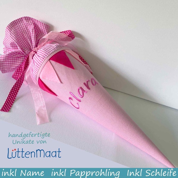 kleine Schultüte Zuckertuete Geschwisterschultuete aus Stoff  mit Name inkl Papprohling Kindergartenstart Kindergartentüte