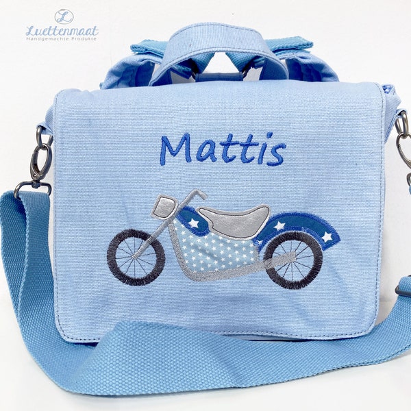 Kindergartenrucksack/tasche mit Motorrad / Bike Moped, personalisiert