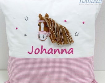 Name pillow pony horse baptism gift birth gift with inner pillow embroidered with name 40 x 40 cm