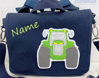 Kindergarten backpack with tractor and name